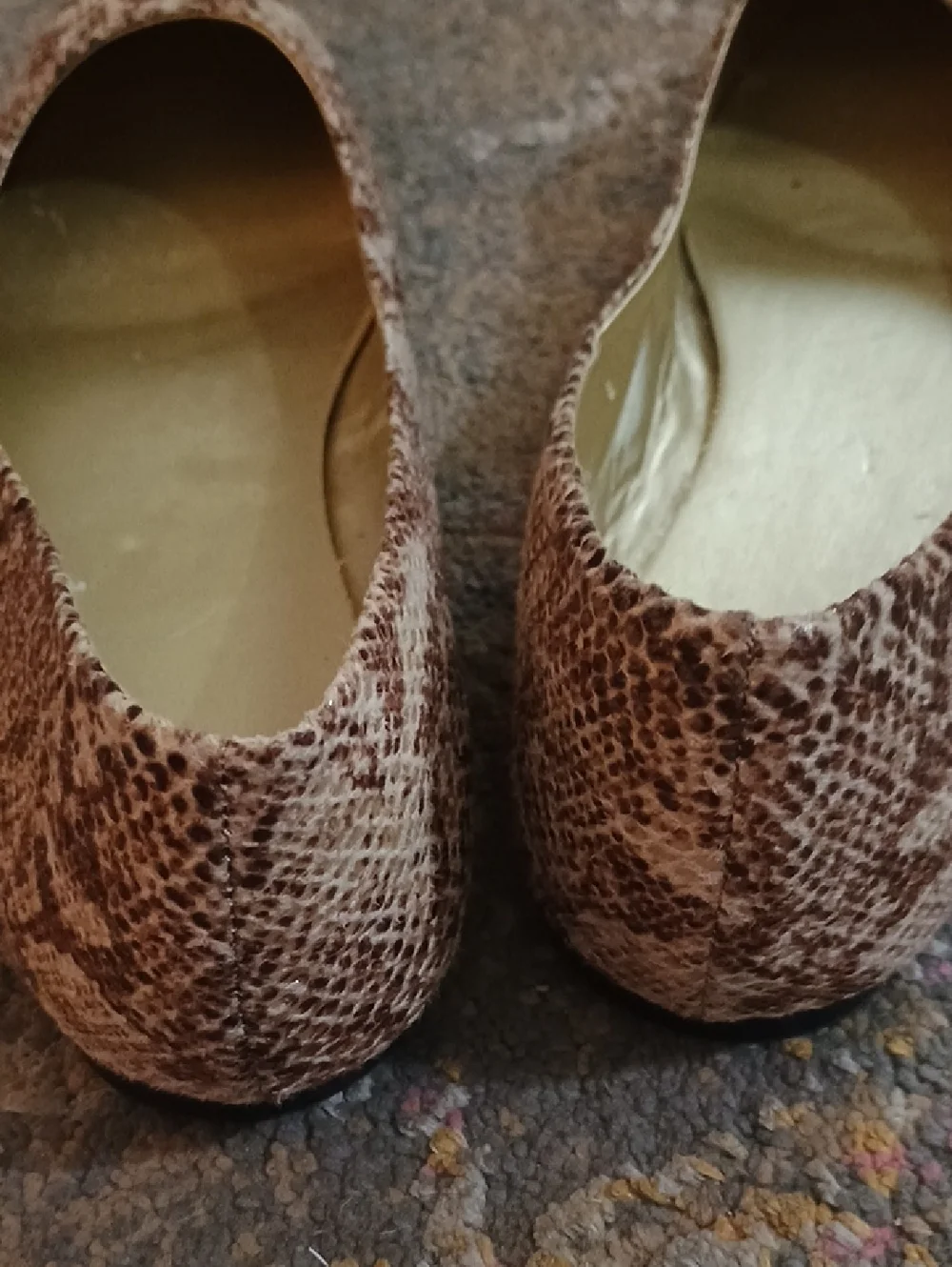 GAP, Snake Print Pointed Toe Flats - Neutral Colors, Size 7